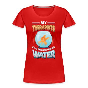 Fun fish keeping, fish keepers - Women's Premium Organic T-Shirt - red - Front - Mia (176cm)