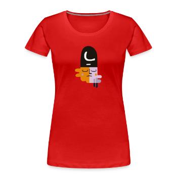 Abstraktes trauriges Gesicht - Frauen Premium Bio T-Shirt - Rot - Vorne - Mia (176cm)