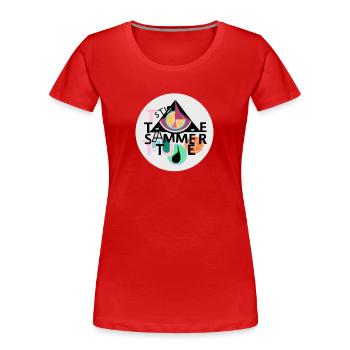 Sommerzeit, positive Urlaubsstimmung - Frauen Premium Bio T-Shirt - Rot - Vorne - Mia (176cm)
