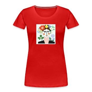 Blumenfrau Portät - Frauen Premium Bio T-Shirt - Rot - Vorne - Mia (176cm)