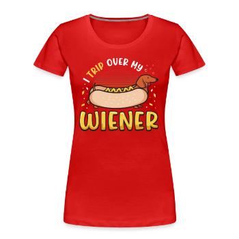 Je tombe sur mon chien viennois - T-shirt bio Premium Femme - rouge - Devant - Mia (176cm)