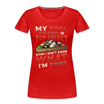 Funny pool player, billiards pool league - Women's Premium Organic T-Shirt - red - Front - Mia (176cm)