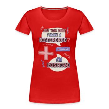 Minus and plus signs, math word game - Women's Premium Organic T-Shirt - red - Front - Mia (176cm)