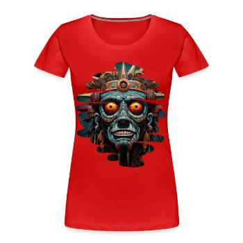 Tatonka der blaue Aztekische Schamane - Frauen Premium Bio T-Shirt - Rot - Vorne - Mia (176cm)