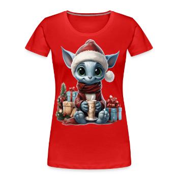 Gnomie le nain de Noël bleu. - T-shirt bio Premium Femme - rouge - Devant - Mia (176cm)