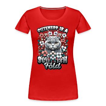 Motif de chat pli écossais mignon - T-shirt bio Premium Femme - rouge - Devant - Mia (176cm)