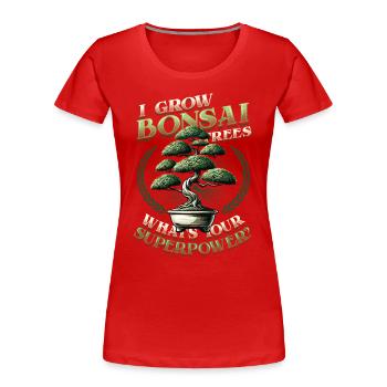 Cultiver des bonsaïs Superpower Japanese Bonsaï - T-shirt bio Premium Femme - rouge - Devant - Mia (176cm)