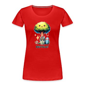 Chibi Niedlicher Baum mit Papierkorb Earth Day recyceln - Frauen Premium Bio T-Shirt - Rot - Vorne - Mia (176cm)