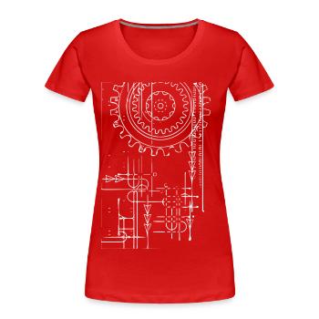 Roue engrenage (blanc) - T-shirt bio Premium Femme - rouge - Devant - Mia (176cm)