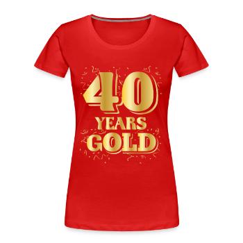 Birthday 40 Years gOLD Round Birthday - Women's Premium Organic T-Shirt - red - Front - Mia (176cm)