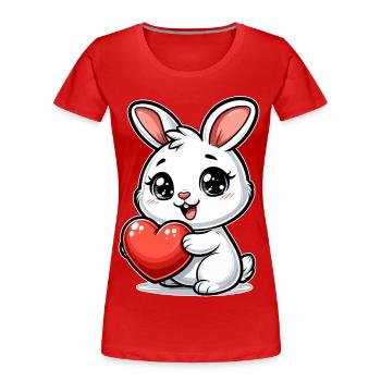 Cadeau de la Saint-Valentin lapin - Love & Romance - T-shirt bio Premium Femme - rouge - Devant - Mia (176cm)