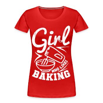 Fille qui aime cuisiner - T-shirt bio Premium Femme - rouge - Devant - Mia (176cm)