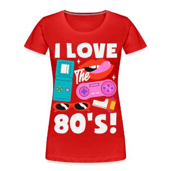 Retro Back to the 80s Vintage Design - Women's Premium Organic T-Shirt - red - Front - Mia (176cm)