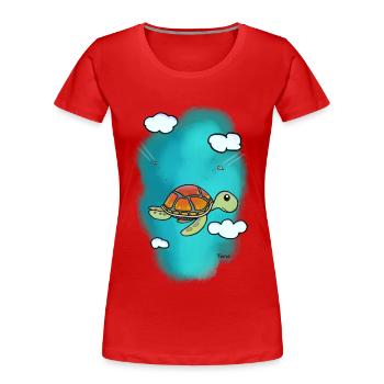 Flying turtle in the sky - Women's Premium Organic T-Shirt - red - Front - Mia (176cm)