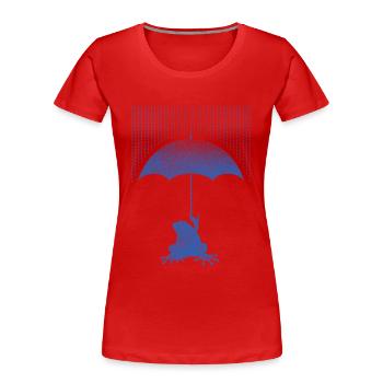 Frosch mit Regenschirm im Regen - Frauen Premium Bio T-Shirt - Rot - Vorne - Mia (176cm)