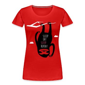 Sleep Eat Sleep Repeat Sloth - Women's Premium Organic T-Shirt - red - Front - Mia (176cm)
