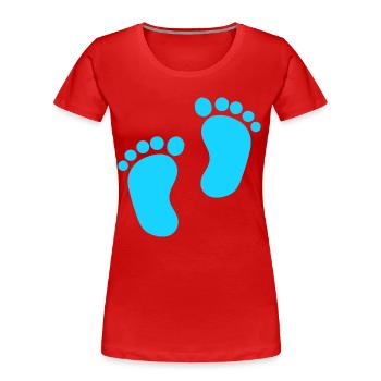 Pieds de bébé Garçon bleu - T-shirt bio Premium Femme - rouge - Devant - Mia (176cm)