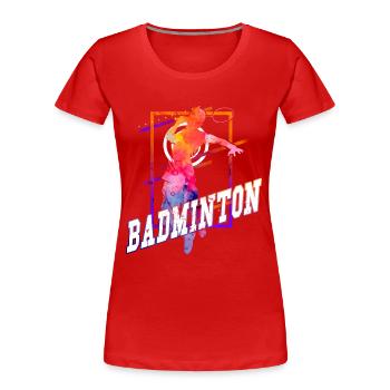 Badminton Badminton Sport Player Vintage Retro - Women's Premium Organic T-Shirt - red - Front - Mia (176cm)