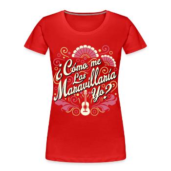 Wie ich staunen würde - Frauen Premium Bio T-Shirt - Rot - Vorne - Mia (176cm)