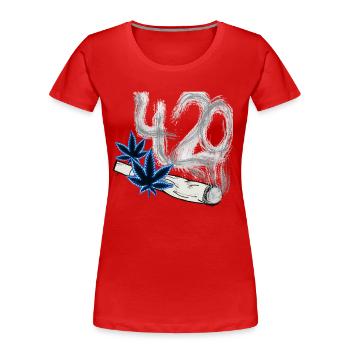 420 fumée de cannabis - T-shirt bio Premium Femme - rouge - Devant - Mia (176cm)