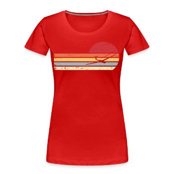Sonne und Retro Lines - Segelflugzeug - - Frauen Premium Bio T-Shirt - Rot - Vorne - Mia (176cm)