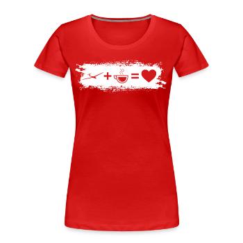 Grunge-Rechteck - Herz - Kaffee - Segelflugzeug - - Frauen Premium Bio T-Shirt - Rot - Vorne - Mia (176cm)