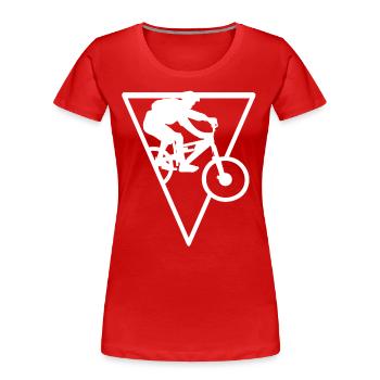 Triangle - Cycling - (3) - Women's Premium Organic T-Shirt - red - Front - Mia (176cm)