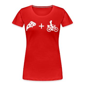 Pizza - Woman Cycling - - Women's Premium Organic T-Shirt - red - Front - Mia (176cm)