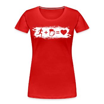 Grunge-Rechteck - Herz - Bier - Frauenlauf - - Frauen Premium Bio T-Shirt - Rot - Vorne - Mia (176cm)