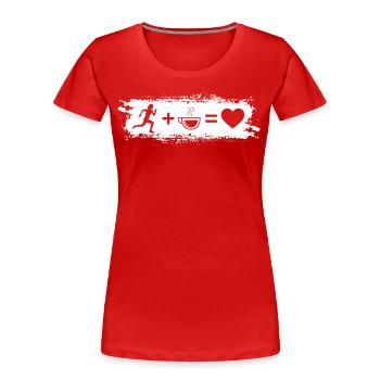 Grunge-Rechteck - Herz - Kaffee - Frauenlauf - - Frauen Premium Bio T-Shirt - Rot - Vorne - Mia (176cm)