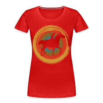 Retro Circle Horse - Women's Premium Organic T-Shirt - red - Front - Mia (176cm)