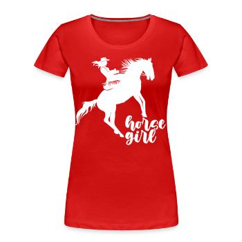 Fille de cheval - - T-shirt bio Premium Femme - rouge - Devant - Mia (176cm)