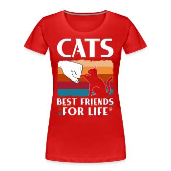 Katzen beste Freunde fürs Leben - Frauen Premium Bio T-Shirt - Rot - Vorne - Mia (176cm)