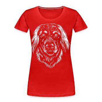 Hovarwart - Kopf - Hund - Frauen Premium Bio T-Shirt - Rot - Vorne - Mia (176cm)