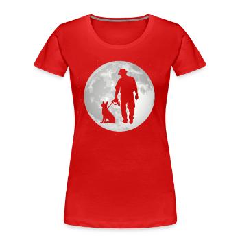 Vollmond - Mann mit Hund - - Frauen Premium Bio T-Shirt - Rot - Vorne - Mia (176cm)