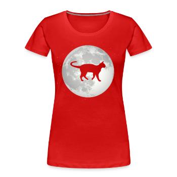 Pleine Lune - Chat - - T-shirt bio Premium Femme - rouge - Devant - Mia (176cm)