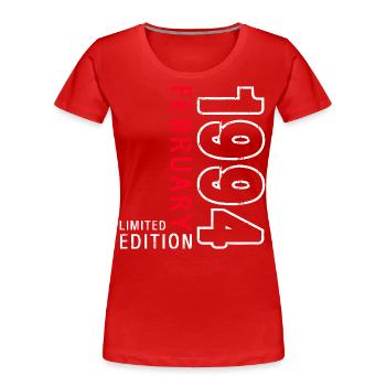 30. Geburtstag Februar Jahrgang 1994 Vintage - Frauen Premium Bio T-Shirt - Rot - Vorne - Mia (176cm)