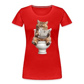 Lustiges Katzen Katzenbesitzer Klo Katze Haustier - Frauen Premium Bio T-Shirt - Rot - Vorne - Mia (176cm)