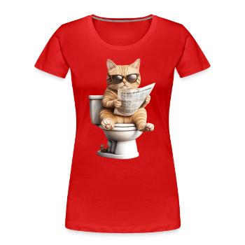 Lustiges Katzen Katzenbesitzer Klo Katze Haustier - Frauen Premium Bio T-Shirt - Rot - Vorne - Mia (176cm)