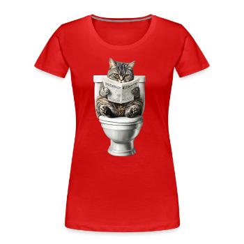 Lustiges Katzen Katzenbesitzer Klo Katze Haustier - Frauen Premium Bio T-Shirt - Rot - Vorne - Mia (176cm)