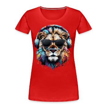 Lion Lover Wildlife Safari Art Lion Colorful - Women's Premium Organic T-Shirt - red - Front - Mia (176cm)