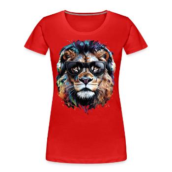 Lion Lover Wildlife Safari Art Lion Colorful - Women's Premium Organic T-Shirt - red - Front - Mia (176cm)