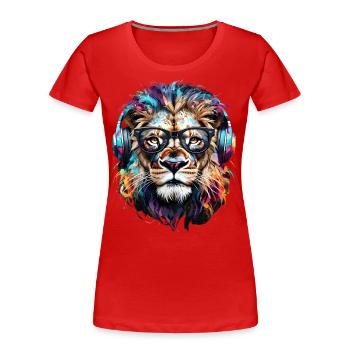 Lion Lover Wildlife Safari Art Lion Colorful - Women's Premium Organic T-Shirt - red - Front - Mia (176cm)