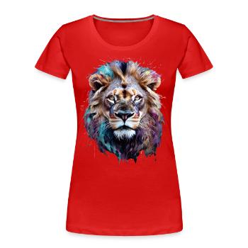 Lion Lover Wildlife Safari Art Lion Colorful - Women's Premium Organic T-Shirt - red - Front - Mia (176cm)