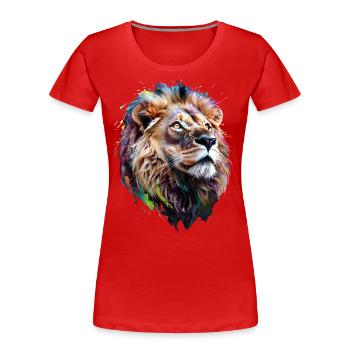 Lion Lover Wildlife Safari Art Lion Colorful - Women's Premium Organic T-Shirt - red - Front - Mia (176cm)