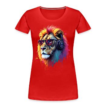 Lion Lover Wildlife Safari Art Lion Colorful - Women's Premium Organic T-Shirt - red - Front - Mia (176cm)