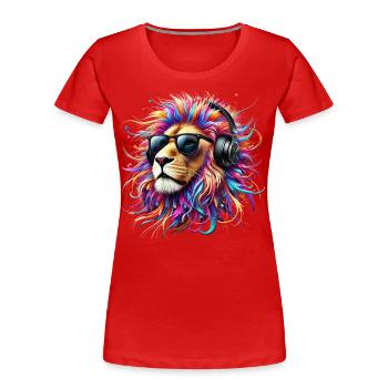 Lion Lover Wildlife Safari Art Lion Colorful - Women's Premium Organic T-Shirt - red - Front - Mia (176cm)