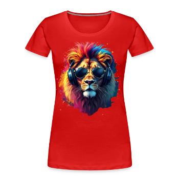 Lion Lover Wildlife Safari Art Lion Colorful - Women's Premium Organic T-Shirt - red - Front - Mia (176cm)