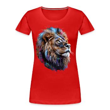 Lion Lover Wildlife Safari Art Lion Colorful - Women's Premium Organic T-Shirt - red - Front - Mia (176cm)