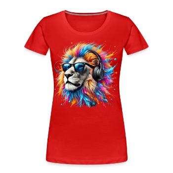 Lion Lover Wildlife Safari Art Lion Colorful - Women's Premium Organic T-Shirt - red - Front - Mia (176cm)